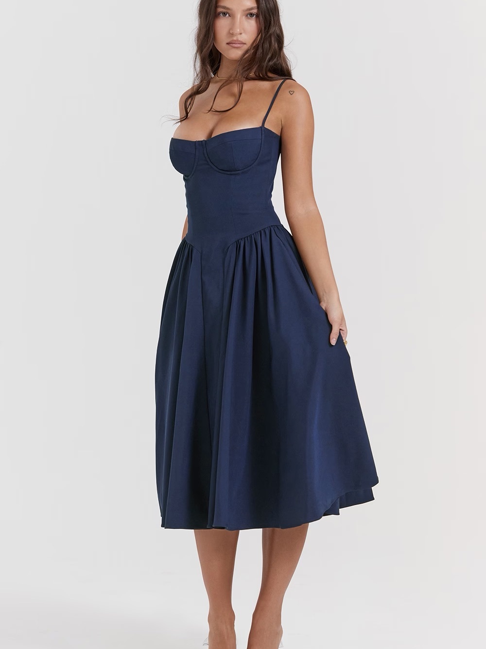 House of CB SAMARIA French Navy Corset Sundress - Picture 3 of 11